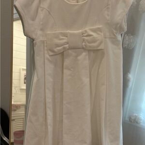 The Beaufort Bonnet Company Cream Velveteen Dress with Bow